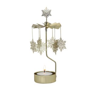 golden snowflake rotary candle holder, christmas joy