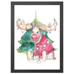 A2 CHRISTMAS MOOSE POSTER IN FRAME