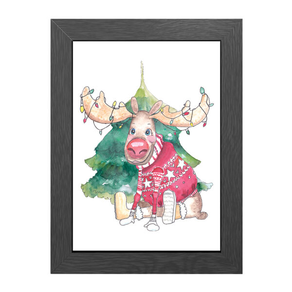 A4 CHRISTMAS MOOSE POSTER IN FRAME