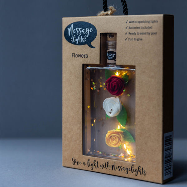 ILLUMINATED BOTTLE FELT FLOWERS