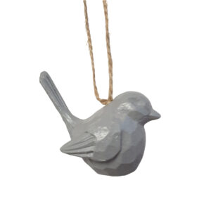 WOODEN DECORATION PENDANT BIRD GRAY