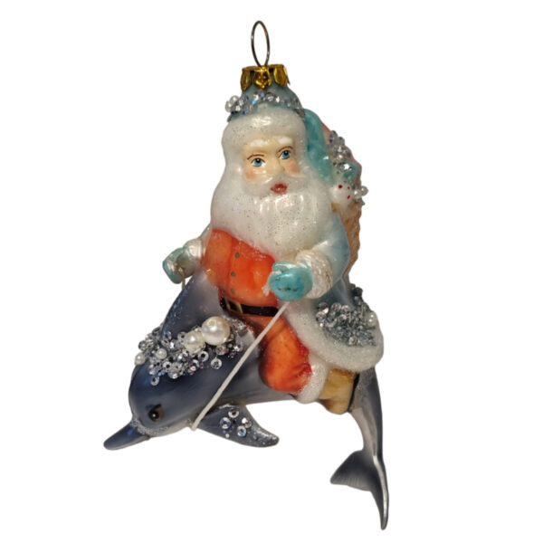 Santa on dolphin Christmas bauble - Jack Mensinga Christmas collection