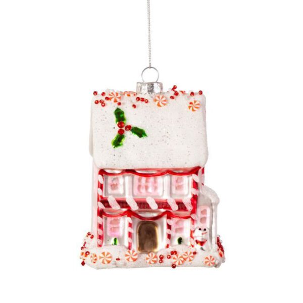 Pink gingerbread house Christmas pendant