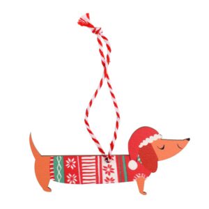 Wooden Dachshund Christmas Pendant