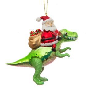 Dinosaur with Santa bauble